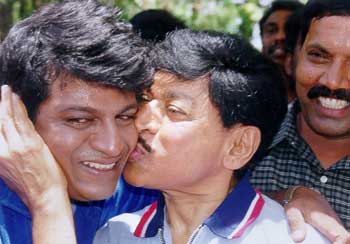 Rajakumar with son Shivaraj Kumar