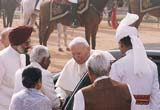 President K R Narayanan and Prime Minister A B Vajpayee receiving the Pope in the forecourt of the Rashtrapati Bhavan on Saturday morning