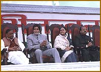 Mulayam Singh,
Amitabh and Jaya Bachchan, and Amar Singh