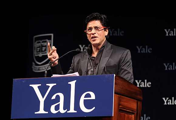 Shah Rukh Khan delivers a lecture at Yale University