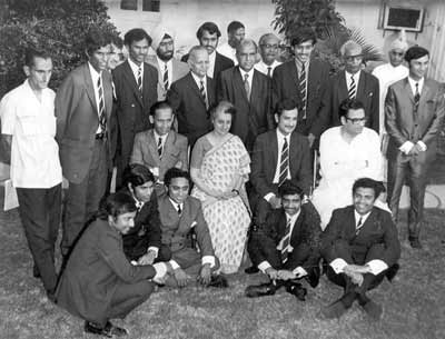 The Indian Team with Indira Gandhi