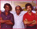 Rajinikanth with K Balachander and Kamal Hassan