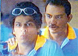 Film star Shahrukh Khan and cricket star Azharuddin in a Pepsi ad