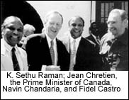 K Sethu Rmanan; Jean Chretien, the Prime Minister of Canada, Navin Chandaria, and Fidel Castro