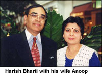 Harish Bharti with his wife Anoop