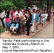Sandip Patel participating in the 'Celebrate Diversity' march on May 7, 2001.