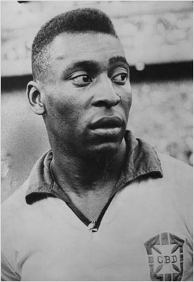 A PORTRAIT OF PELE OF BRAZIL RATED THE BEST FOOTBALL PLAYER IN THE WORLD