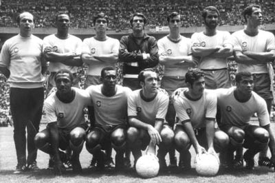 Back row - Carlos Alberto (left). Front row - (L-R) Paolo Cesar, Pele, Tostao, Rivelino and Jairzinho